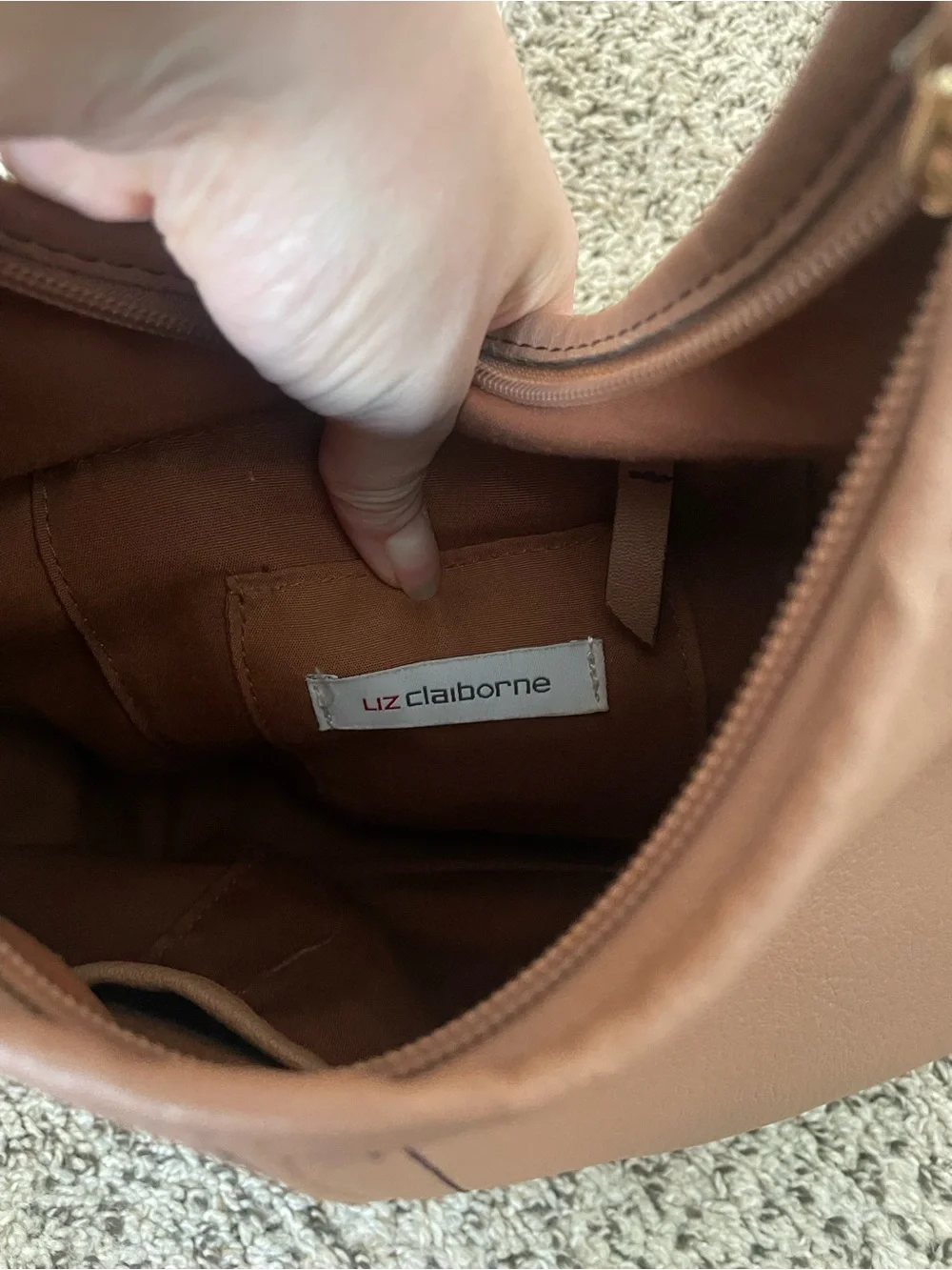 Liz Claiborne Classic Shoulder Hobo Bag Vegan Leather Y2K